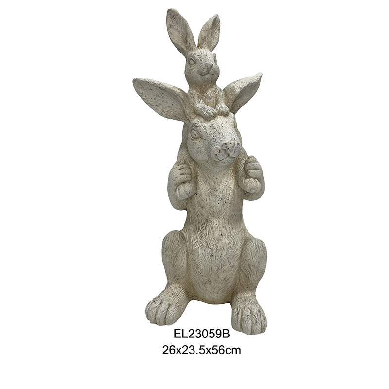Best Fiber Clay Handmade Stacked Rabbit Statues Easter Holiday Decoration Outdoor and Indoor Manufacturer, Manufacturers