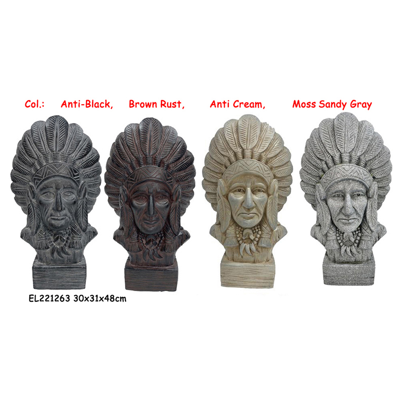 High-Quality Fiber Clay Handmade Crafts MGO Indian Heads Statues Portrait Indoor Outdoor  Suppliers, Factory