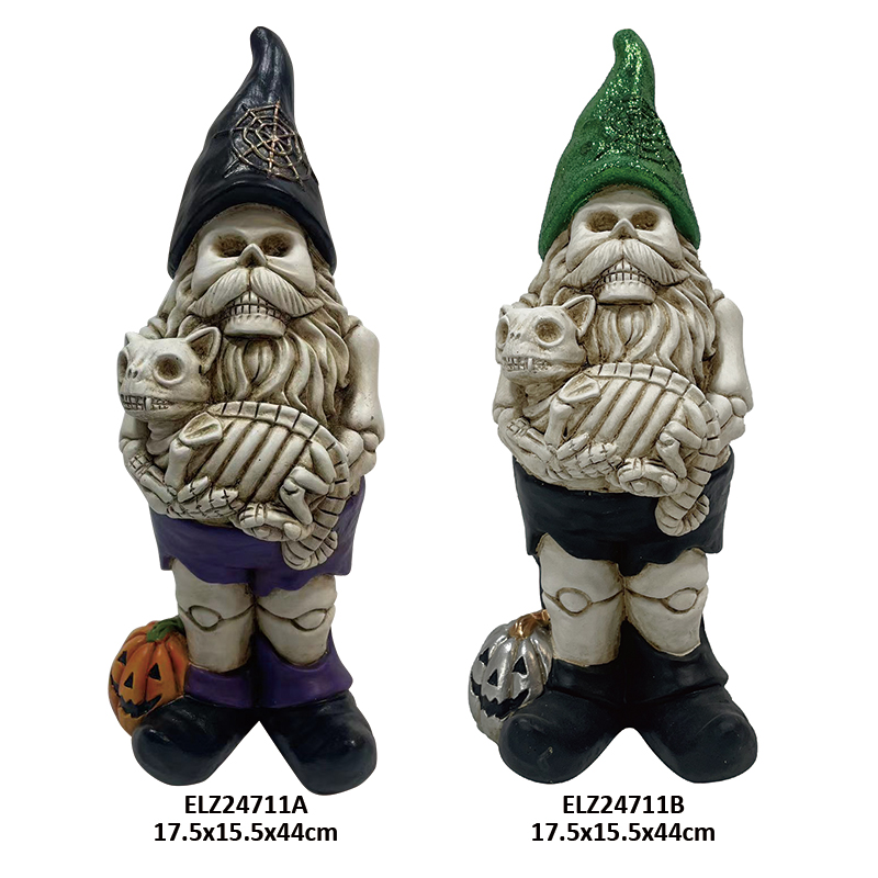 High-Quality Halloween Spooky Collection Gnomes Hold Skeleton And Pumpkin Carry Broom Cat Lantern Skull Indoor Outdoor Decoration Factories, Exporters