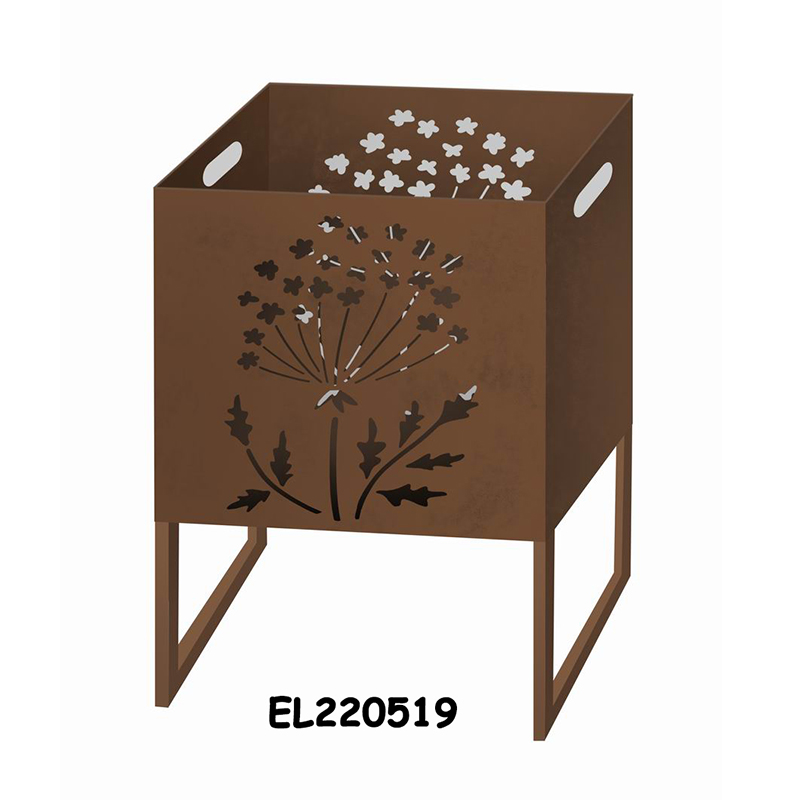 High-Quality Oxidised Rusty Square Metal Fire Pit with Stand Bonfire Outdoor Heater for Wood Burning with Laser Cut Design Product, Service
