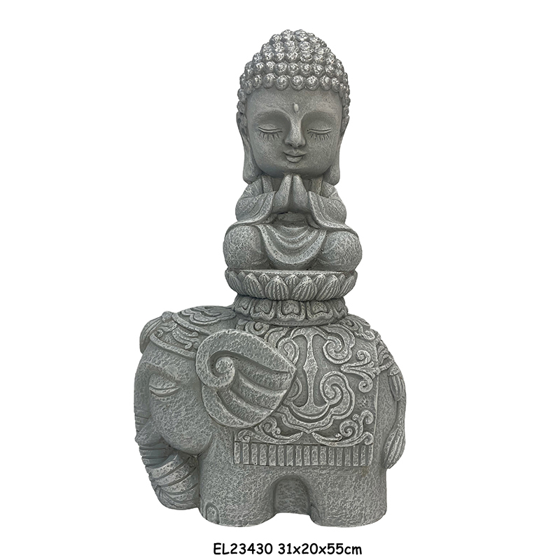 High-Quality Fiber Clay MGO Cute Baby Buddha with Elephant Statues Figurines Supplier, Exporters
