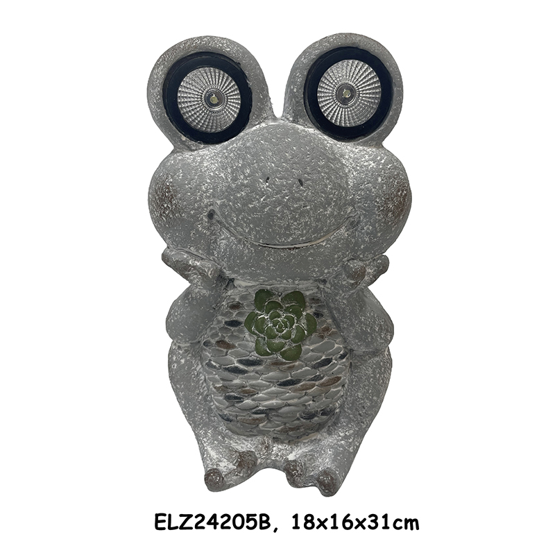Wholesale Fiber Clay Solar-Powered Frog Figurines Garden Statues Home and Garden Decoration Manufacturers, Service