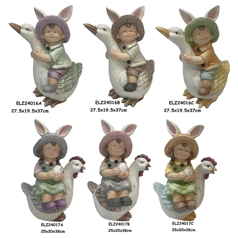 Wholesale Rustic Whimsy Duck and Chick Rider Statues Garden and Home Decoration Indoor Outdoor Exporters, Product