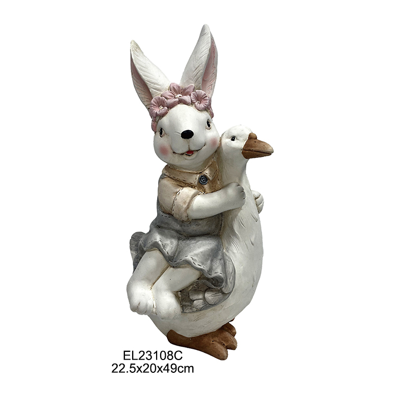 High-Quality Countryside Charm Rabbit with Duck Chick Figurine Home and Garden Decor Springtime Indoor and Outdoor Suppliers, Service