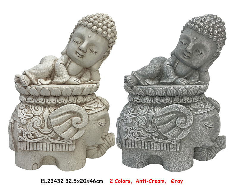 High-Quality Fiber Clay MGO Cute Baby Buddha with Elephant Statues Figurines Supplier, Exporters