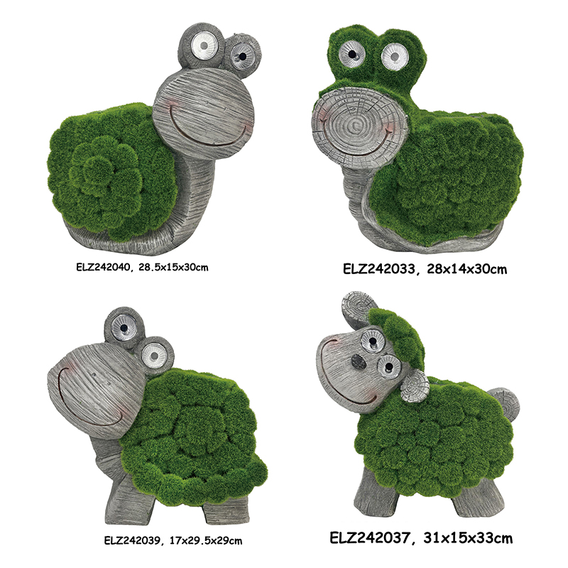 China Grass-Flocked Solar Power Equipped Garden Decor Frog Snail Sheep Caterpillar Statues Manufacturer, Supplier