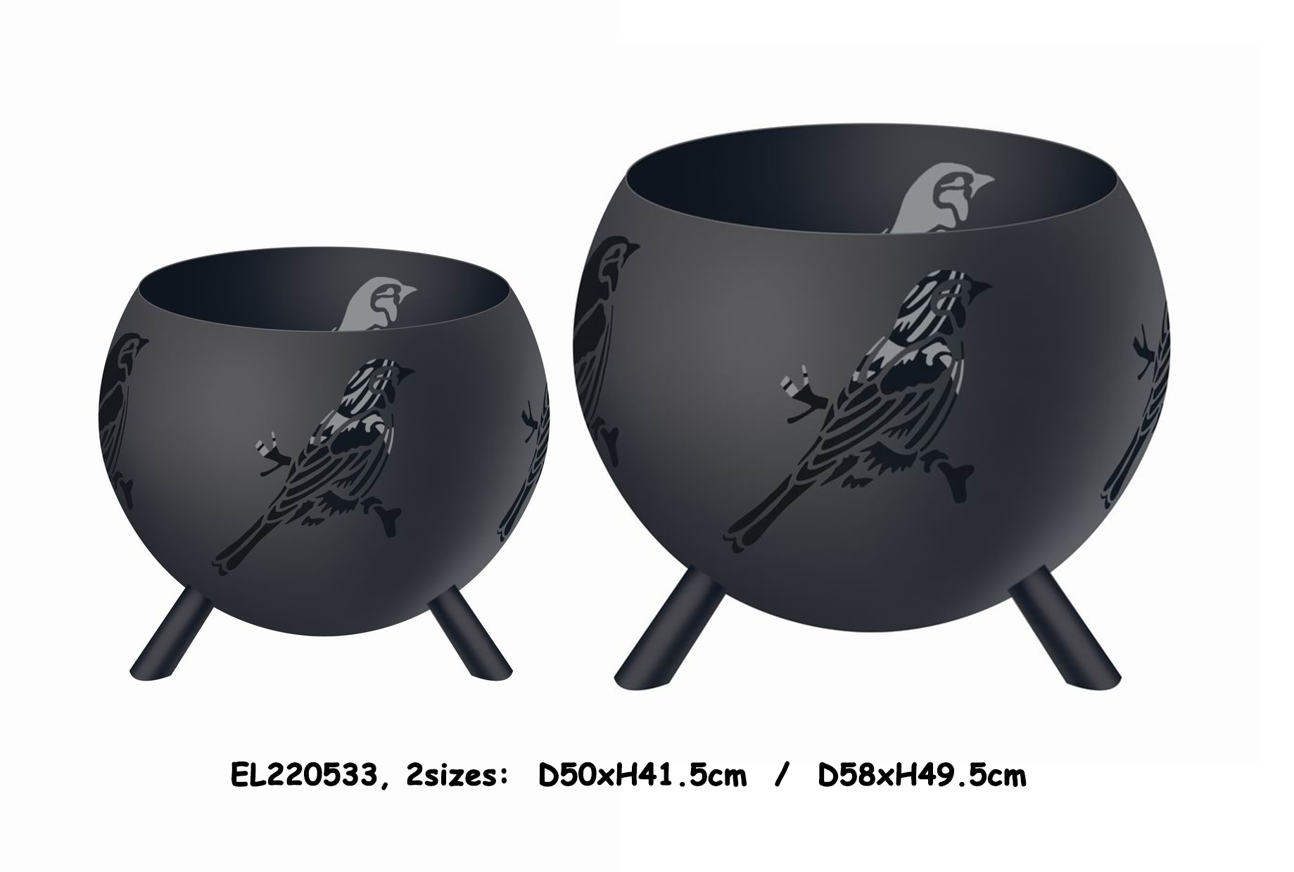 High-Quality High temperature Black Global Metal Fire Pit with Feet Bonfire Outdoor Heater for Wood Burning with Laser Cut Design Manufacturers, Products