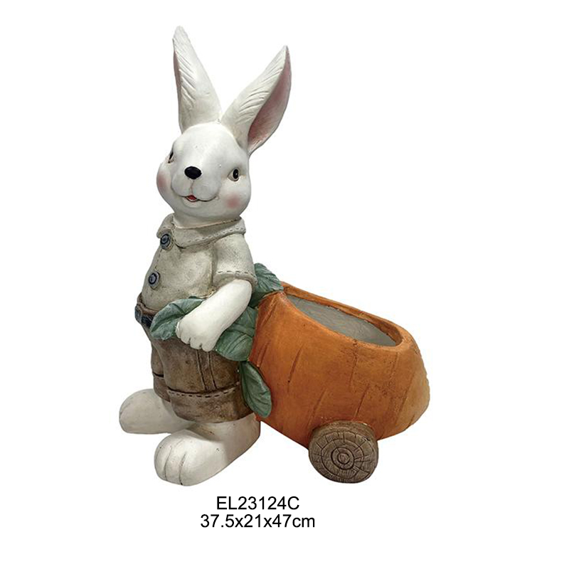Best Garden Decor Spring Collection Rabbit Figurines Rabbits with Half Egg Planters with Carrot Carriages Exporters, Products