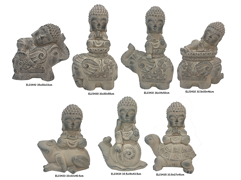 MGO Baby Buddha with Elephant Statuary