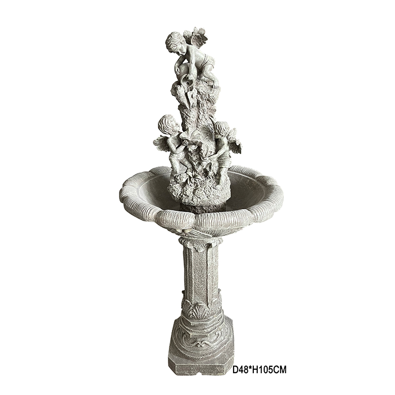 High-Quality Fiber Resin Boy & Girl Playing Fountain Garden Water Feature Product, Products