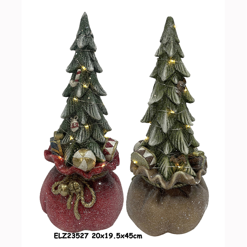 China Resin Arts & Crafts CHRISTMAS TREES DECOR WITH SLEIGH REINDEER CAR WITH LED LIGHTS Product, Service