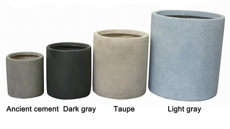 Wholesale Fiber Clay Light Weight Cylinder Flowerpots Garden Pottery Supplier, Factory