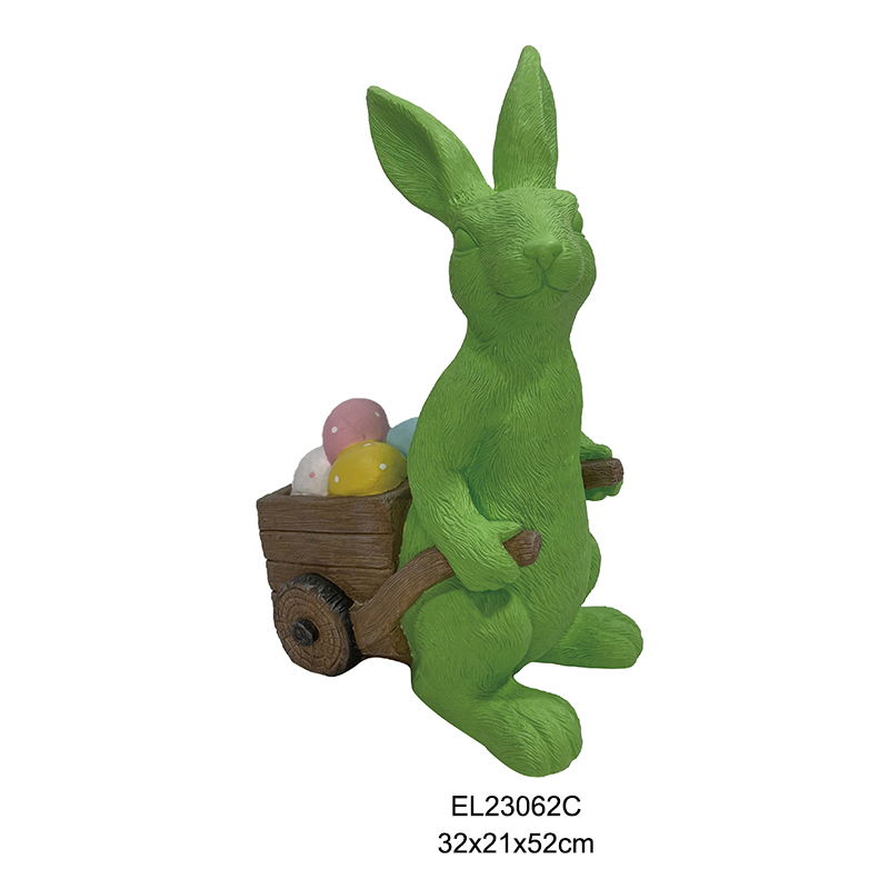 China Handmade Garden Decor Cute Rabbits with Easter Egg Cart Seasonal Decor Holiday Decorations Exporters, Product