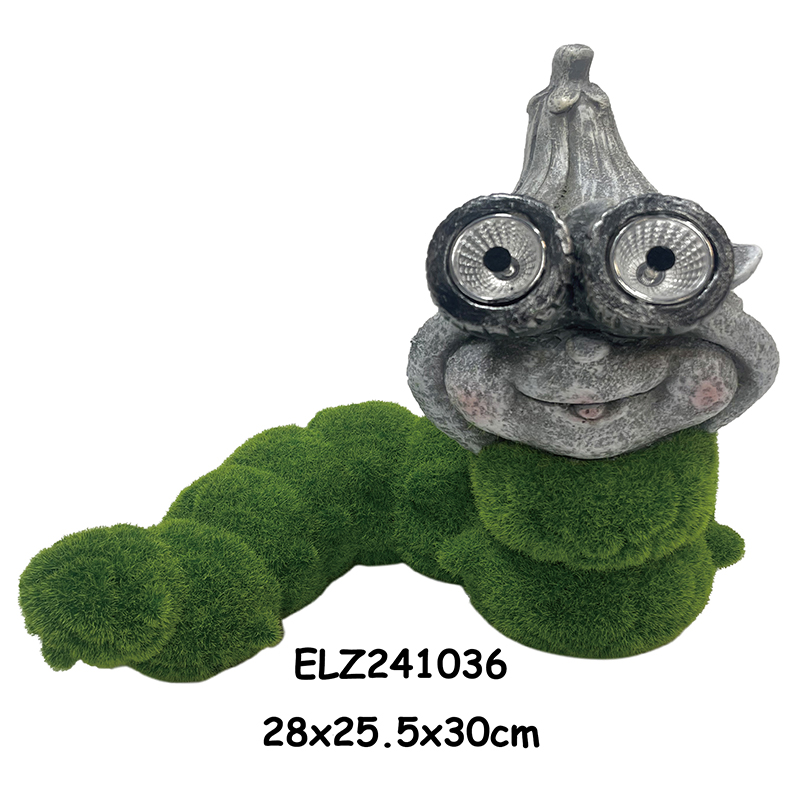 China Grass-Flocked Solar Power Equipped Garden Decor Frog Snail Sheep Caterpillar Statues Manufacturer, Supplier