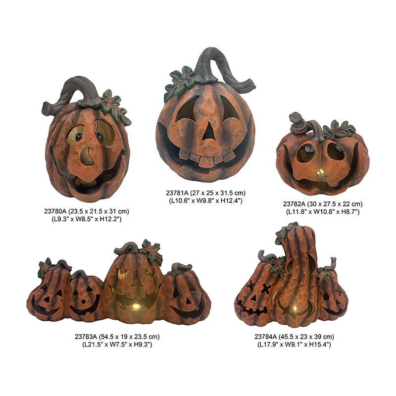 Best Resin Arts & Craft Halloween Pumpkin Decors with Light Jack-o'-lanterns Holiday Decoration indoor-outdoor statues Supplier, Factories