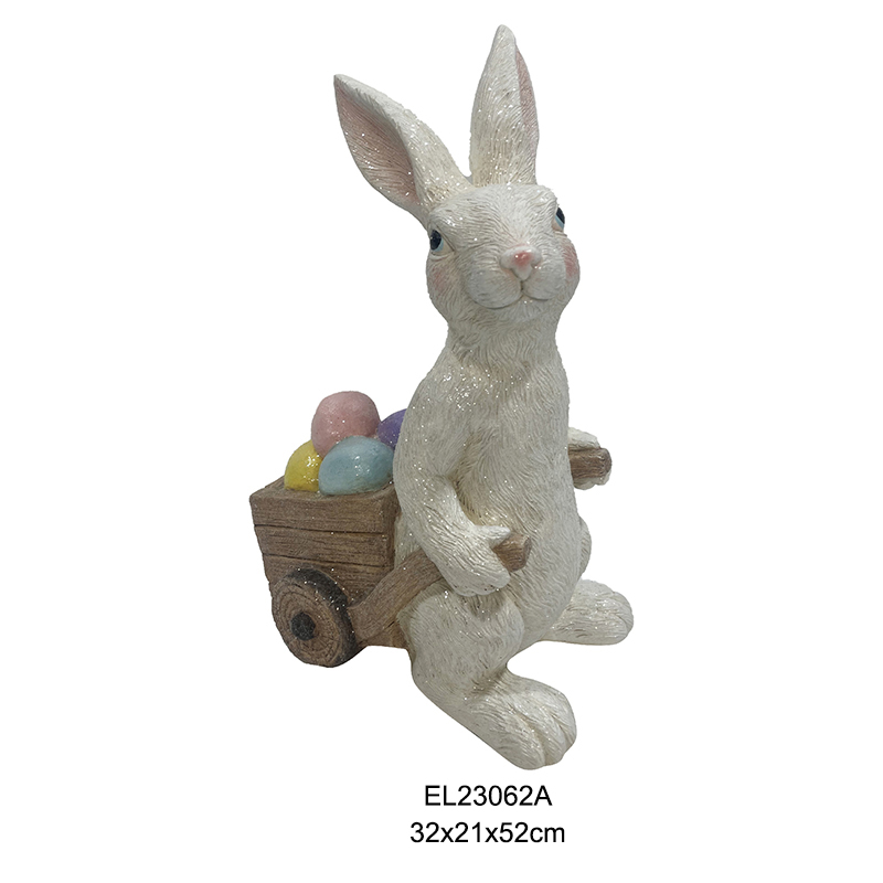China Handmade Garden Decor Cute Rabbits with Easter Egg Cart Seasonal Decor Holiday Decorations Exporters, Product