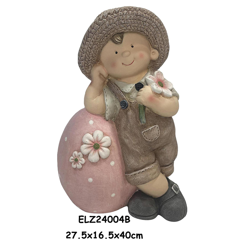 Wholesale Easter Decor Eggshell Companions Garden Boy And Girl Statues Outdoor Indoor Ornaments Supplier, Product