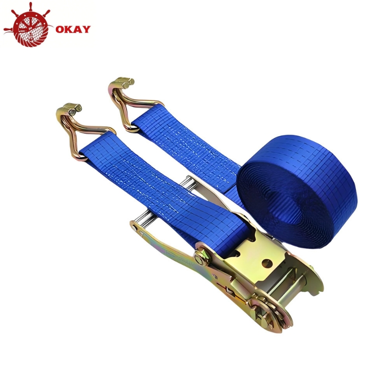 Durable Ratchet Strap for Cargo Tie Down Transport and Industrial Securing Work