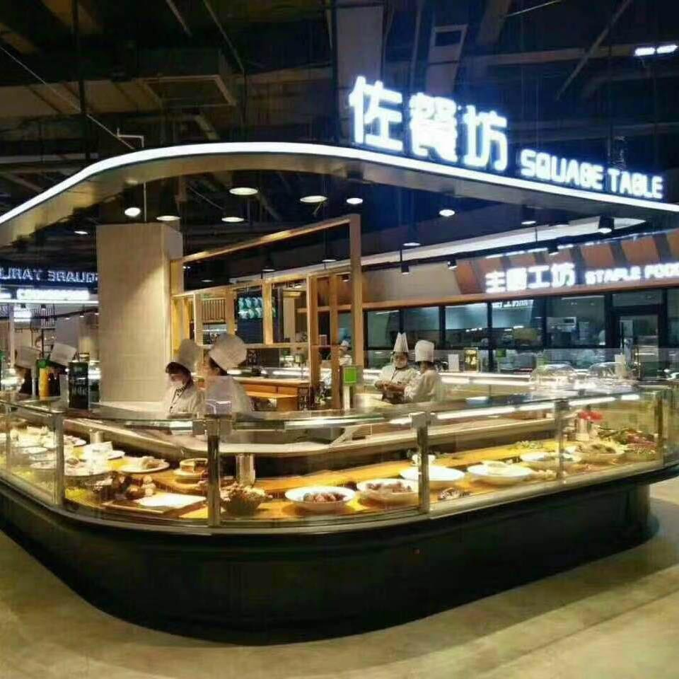 Supermarket Deli Display Counter Commercial Fridge Glass Door Large Display Compact Refrigerator Refrigeration Equipment