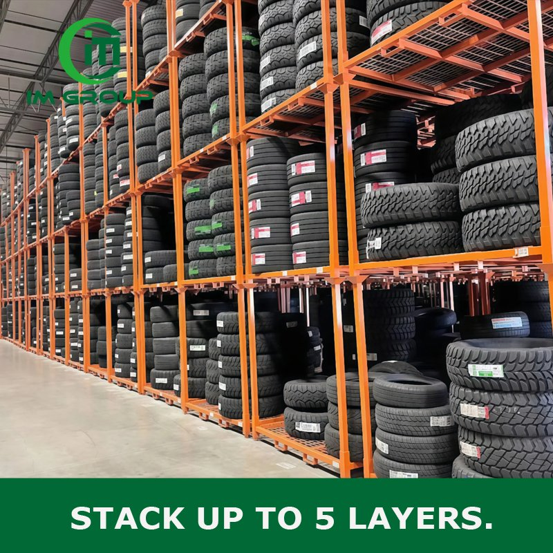 Heavy Duty Warehouse Powder Coating Stacking Tire Rack Storage System