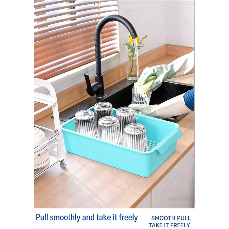 Streamline Your Kitchen Organization with This Drawer-Type Rack Designed for Storing Cups, Mugs, Snacks and Fruits.