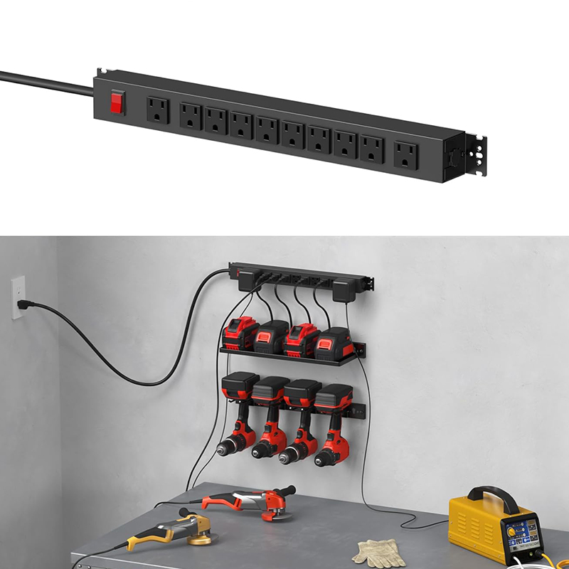 6 Pack Pegboard Power Tool Organizer Wall Mount Storage Workshop Pegboard Tools Garage Wall Organizer with Powder Strip