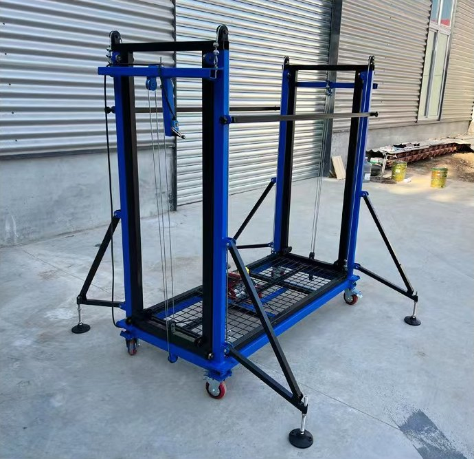 Mobile Tower Scaffold Wide Span Aluminum with Guardrails 1.5 Ton Rating, Portable Building Scaffold for Warehouse Picking Operations and Stockroom Organization