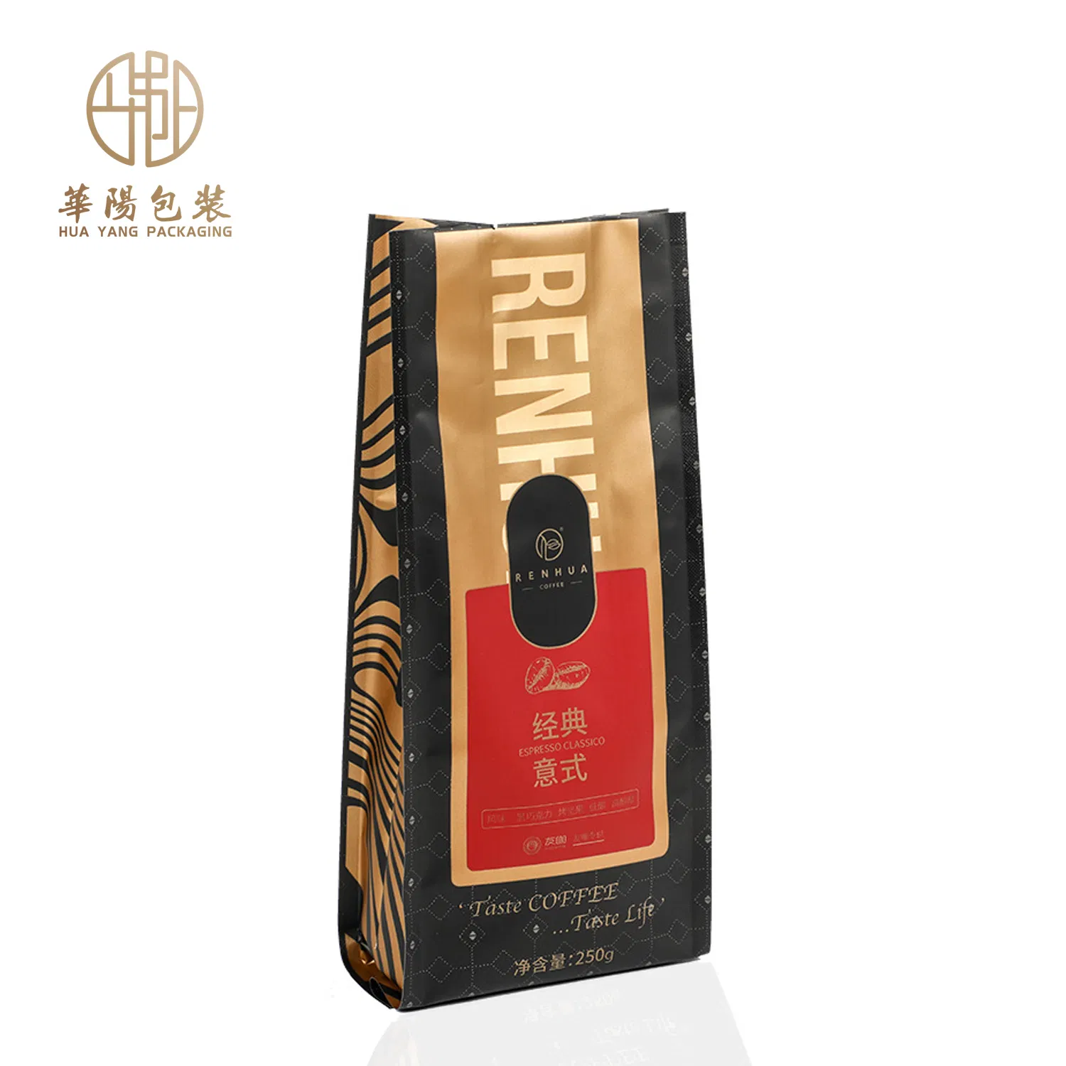 Stand up Kraft Paper Custom Mylar Coffee Custom Printed Disposable Plastic Food Packaging