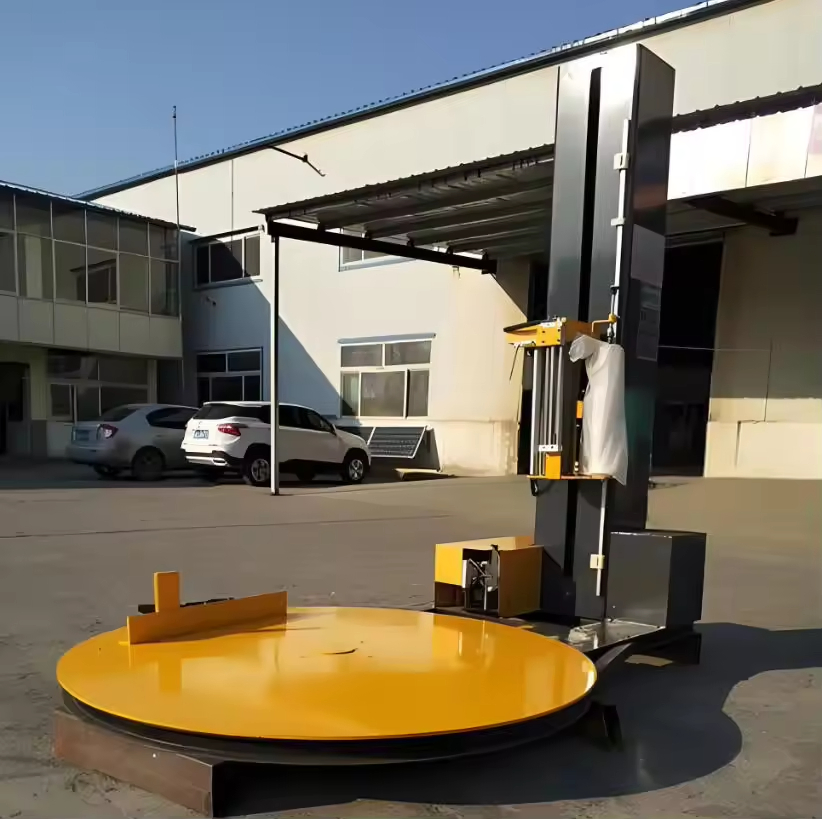 Turntable Pallet Wrapping Machine with Safety Protection for Industrial Warehouse