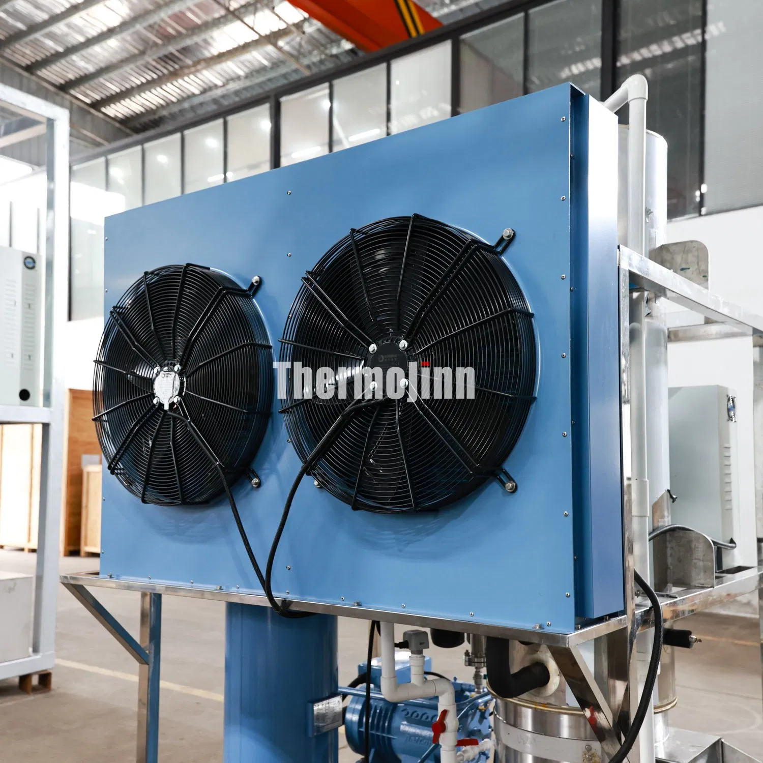 High-Output Tube Ice Equipment with Hot Gas Defrost Technology Ensuring Rapid Harvest Cycles and Energy Efficiency for Centralized Ice Distribution Centers