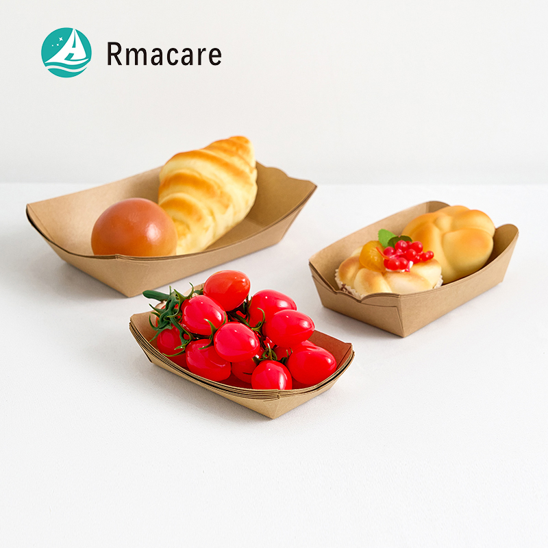 Custom Logo Food Grade Disposable Fast Food Packaging Kraft Paper Hamburger Clamshell Burger Box Wholesale