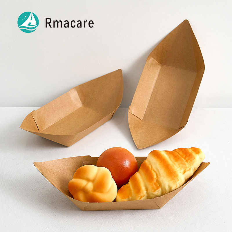 Custom Logo Food Grade Disposable Fast Food Packaging Kraft Paper Hamburger Clamshell Burger Box Wholesale