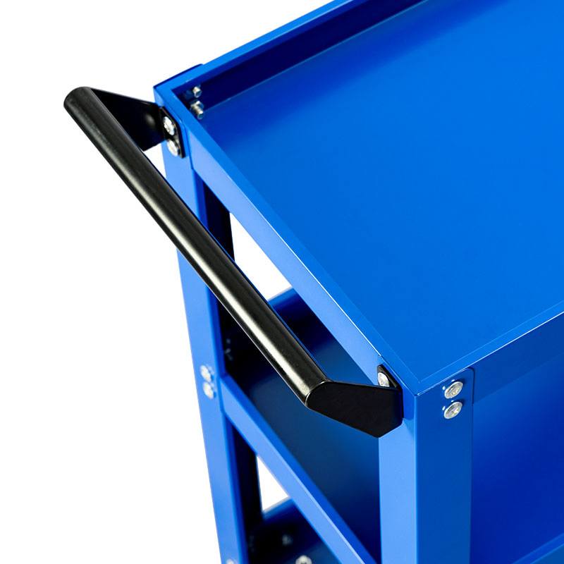 Commercial Steel Multi-Shelf Tool Cart for Warehouse Organization with Reinforced Shelves and Tool Hooks