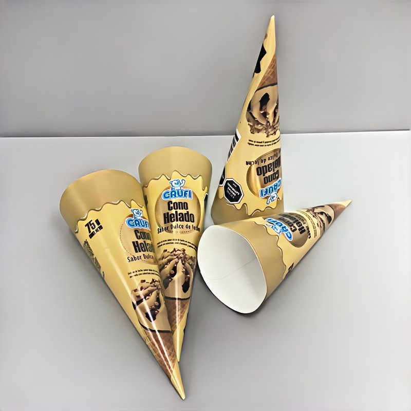 Custom Printed Disposable Food Grade Ice Cream Cone Packaging