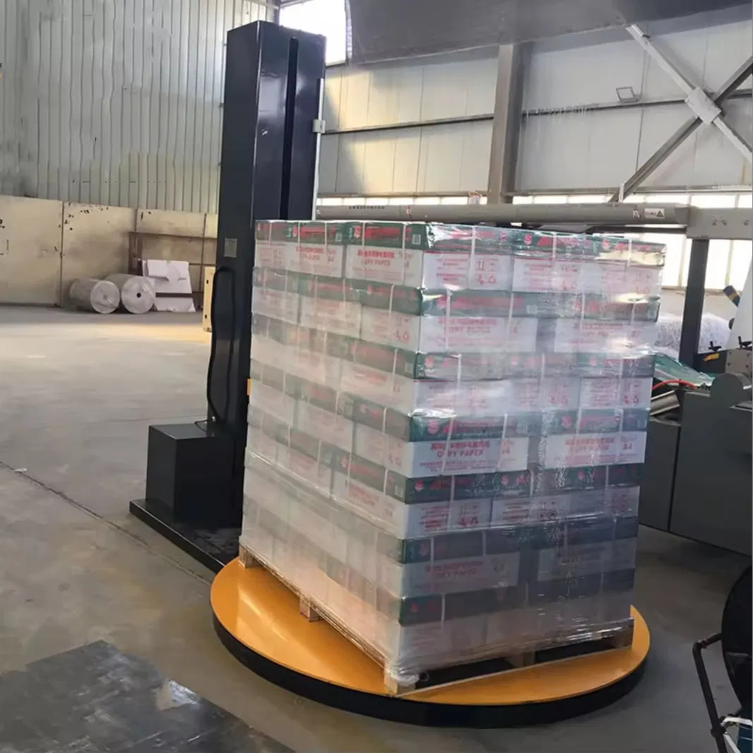 Turntable Pallet Wrapping Machine with Safety Protection for Industrial Warehouse