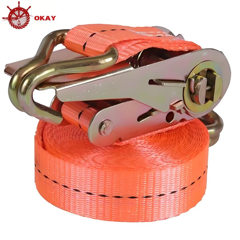 Durable Ratchet Strap for Cargo Tie Down Transport and Industrial Securing Work