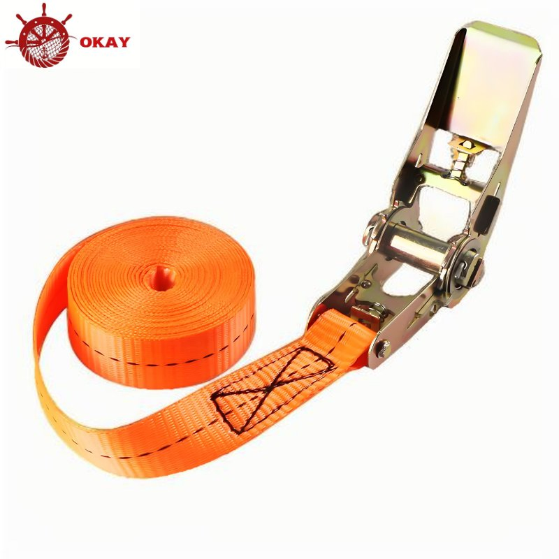 High Strength Polyester Ratchet Strap for Industrial Load Securing and Transport Systems