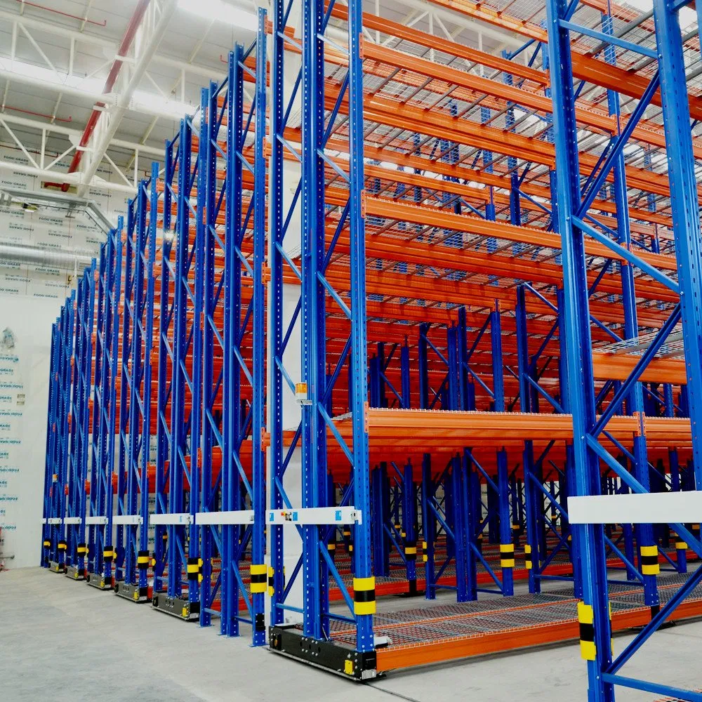 Electric Powered Heavy Duty Mobile Racking Solutions with Floor Rail Track