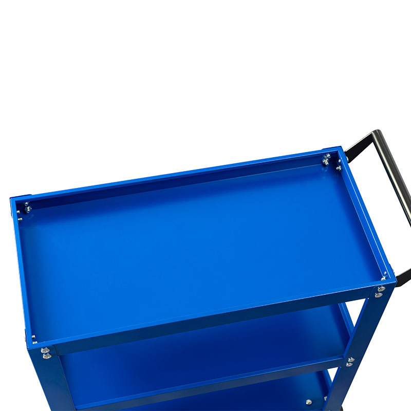 Commercial Steel Multi-Shelf Tool Cart for Warehouse Organization with Reinforced Shelves and Tool Hooks