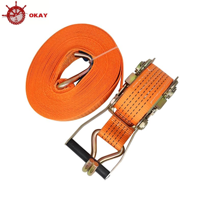 Strong Ratchet Strap for Cargo Tie Down Transport and Industrial Load Securing