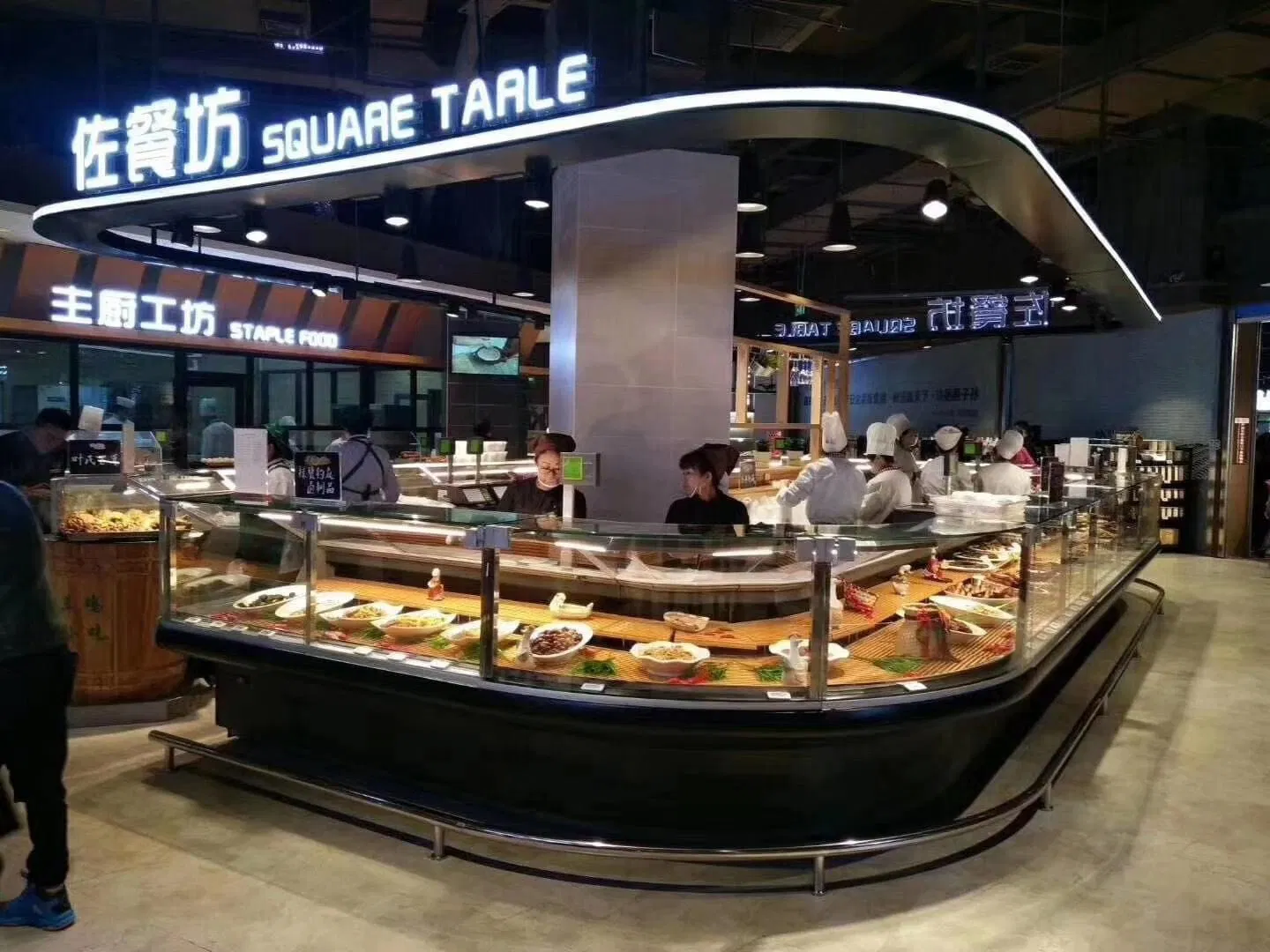 Supermarket Deli Display Counter Commercial Fridge Glass Door Large Display Compact Refrigerator Refrigeration Equipment