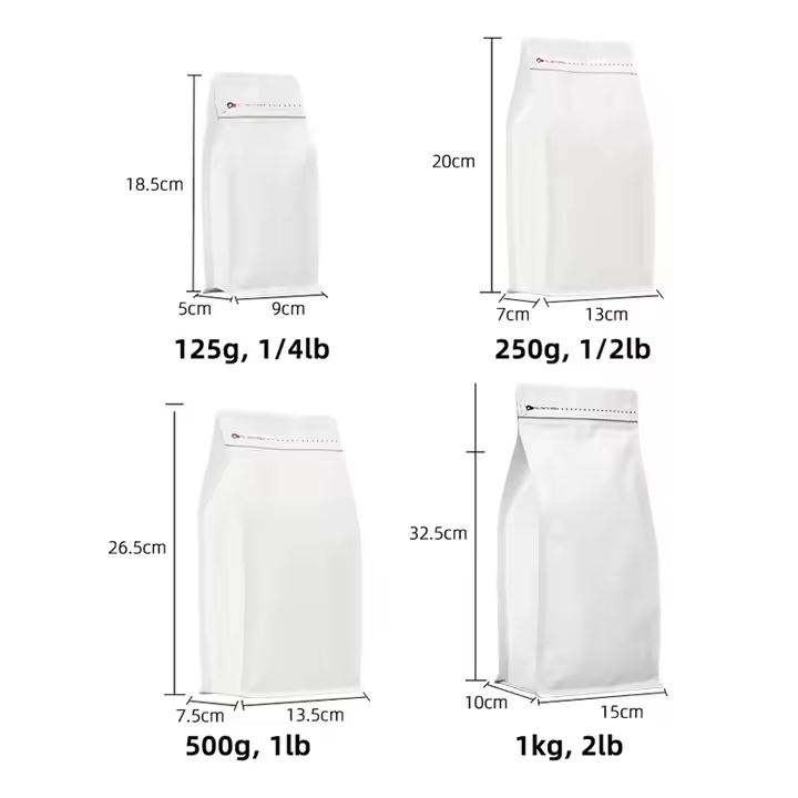 Aluminum Foil Flat Bottom Degassing Valve Coffee Bags for Eco-Friendly 250g-1kg Packaging