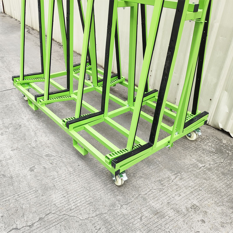 72" Rear High Quartz Glass Transport Rack Panel Material Storage Rack with Securing Bars, Forklift Holes, Glass Trolley