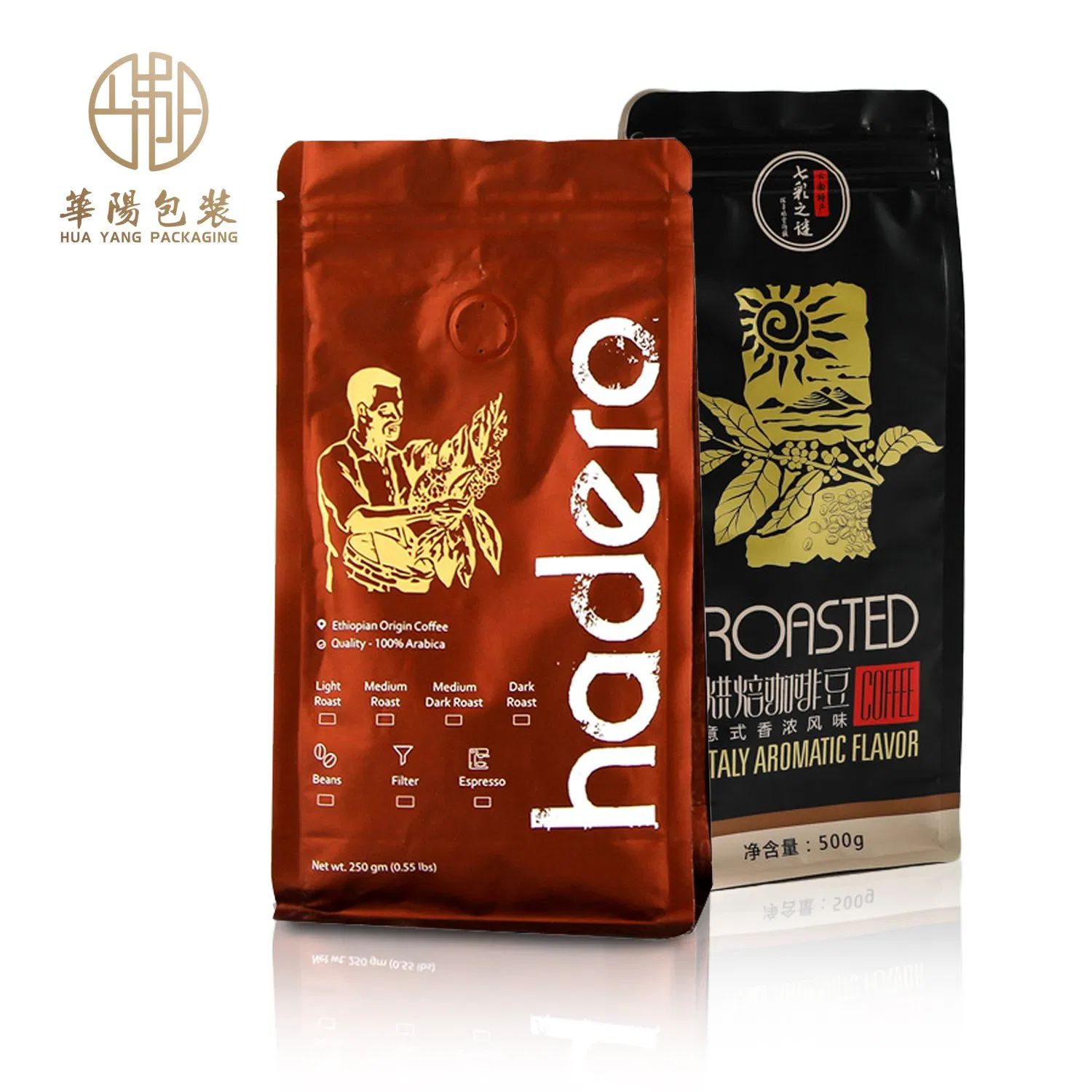 Stand up Kraft Paper Custom Mylar Coffee Custom Printed Disposable Plastic Food Packaging