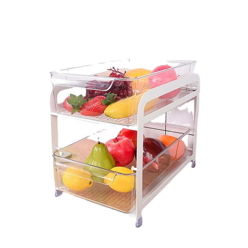 Streamline Your Kitchen Organization with This Drawer-Type Rack Designed for Storing Cups, Mugs, Snacks and Fruits.