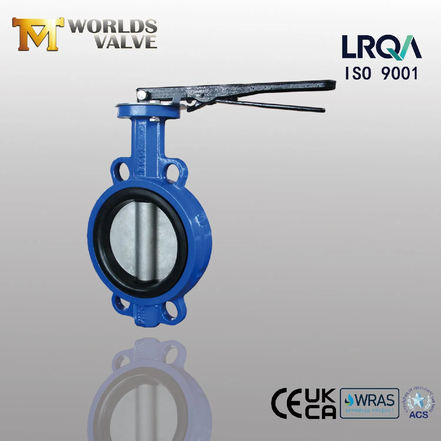 Hand Lever Operated Wafer Type Rubber Seated Butterfly Valves with CE Certified