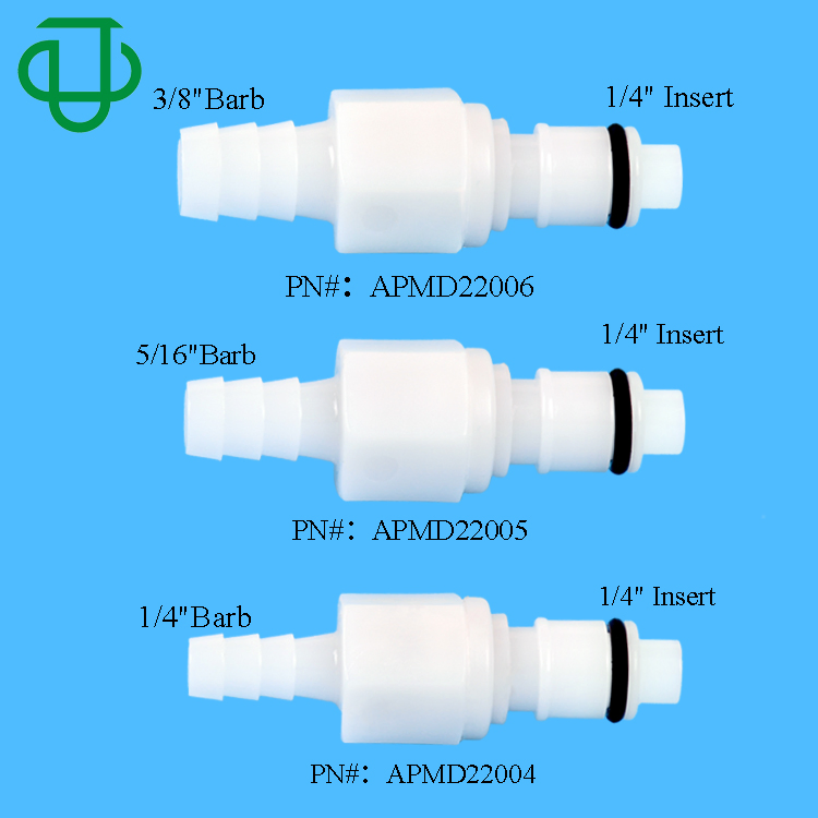 Medical 1/4" 5/16" 3/8" Hose Barb Non-Valved Straight Plastic Quick Connect Disconnect Tube Connector Hose Couplings
