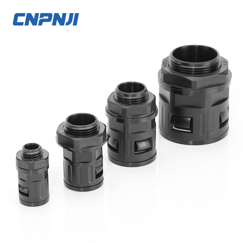 Nylon-Reinforced Quick-Connect Conduit Adapter: M20/M25 Straight Connector with Secure Locking Screw Reliable Electrical Pipe Joining in Industrial,