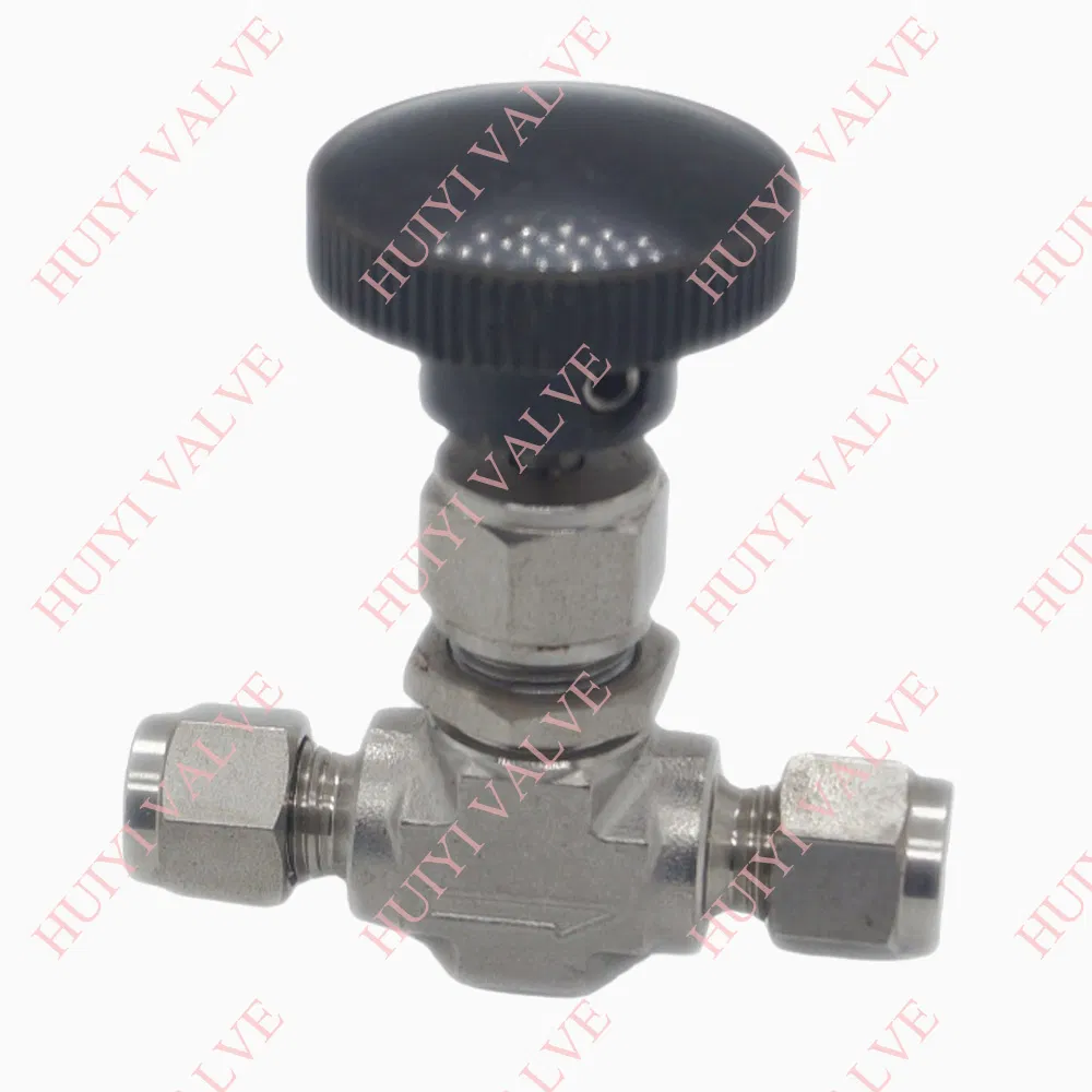 Stainless Steel 304 316L 1/8''-1'' 6000 Psig Manual Gas Needle Valve with Double Ferrules and Customized Knob Handle