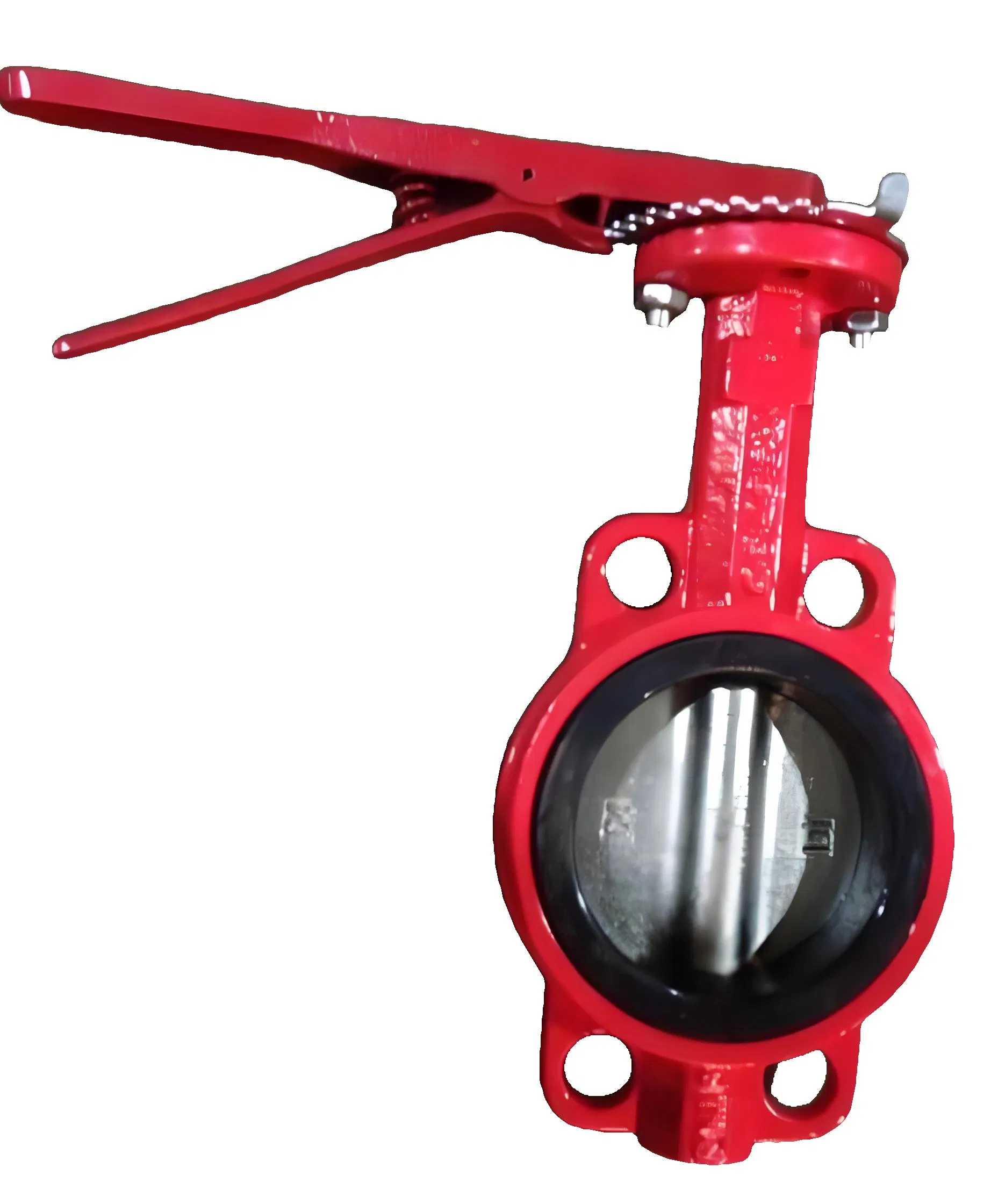 CE DN200 DN65 DN150 Cast Iron Soft Sealing Center Line Manual Lever Wafer Butterfly Valve for Water Fire Protection